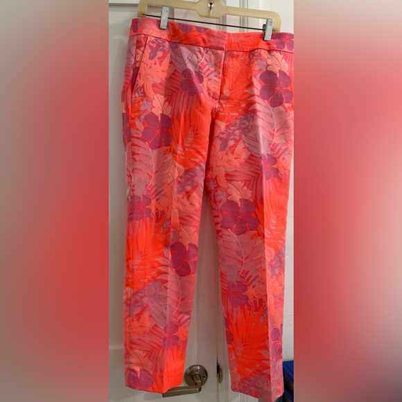 J. Crew Pants - J.Crew neon multicolored tropical plants + flower patterned cropped pants